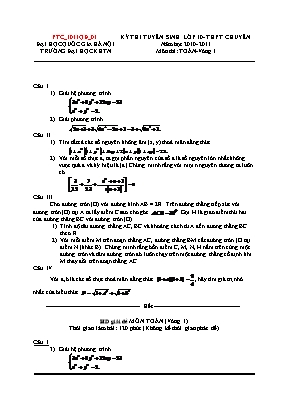 Tuyển chọn các đề Toán ôn vào 10 - Hà Nội